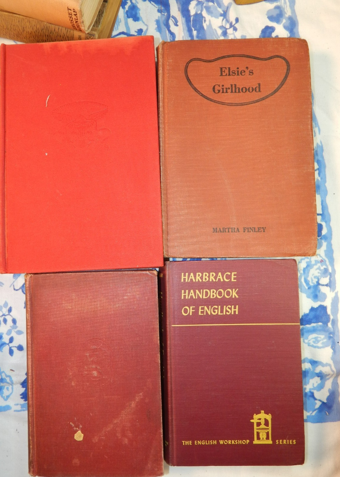 Antique Vintage Old Books Farmhouse Library Shabby Cottage Decor Wedding Reds