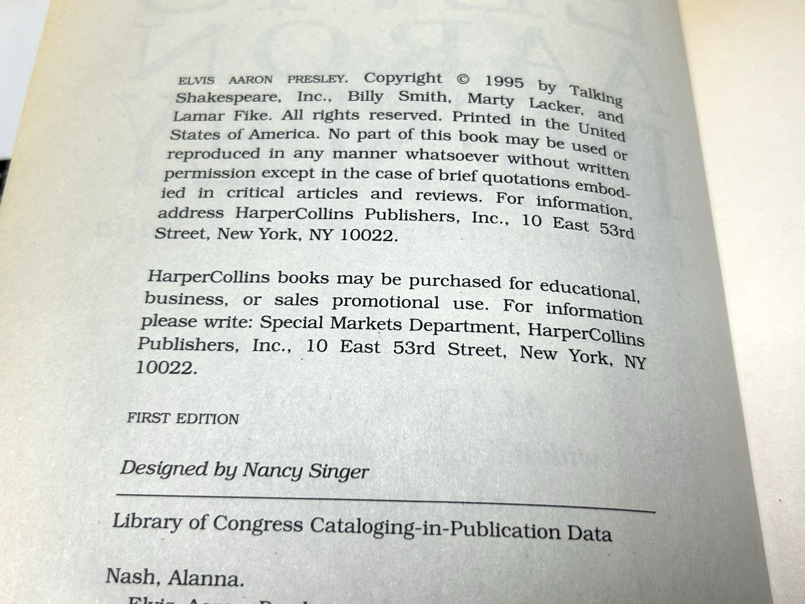 ELVIS AARON PRESLEY – REVELATIONS MEMPHIS MAFIA Alanna Nash 1ST EDITION c1995