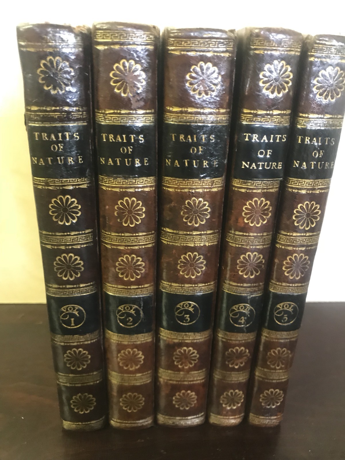 Traits of Nature 1812 Five Volume Set First Edition Leather Binding