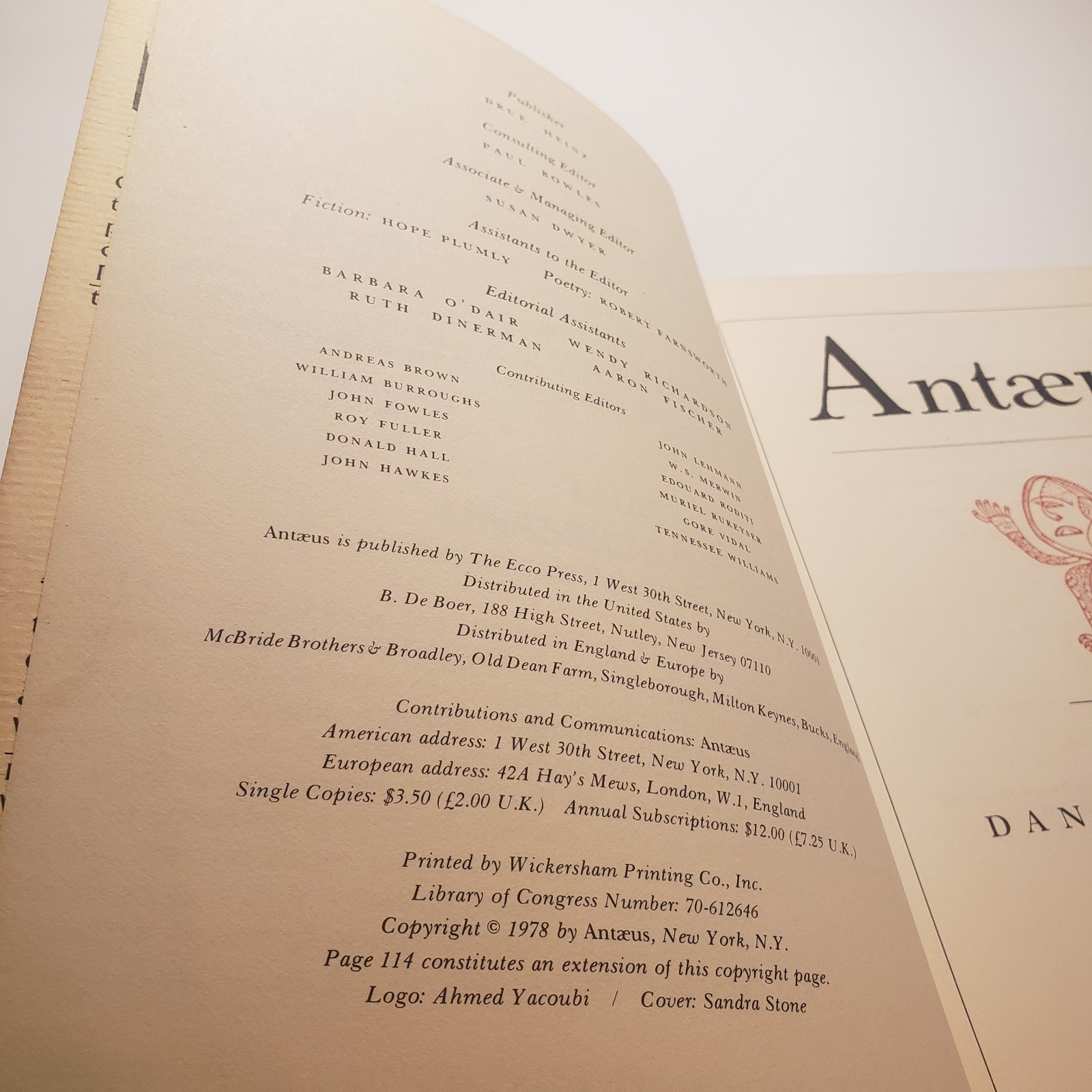 Antaeus No 32 Edited Daniel Halpern Winter 1979 Ecco Press Vtg Literary Magazine