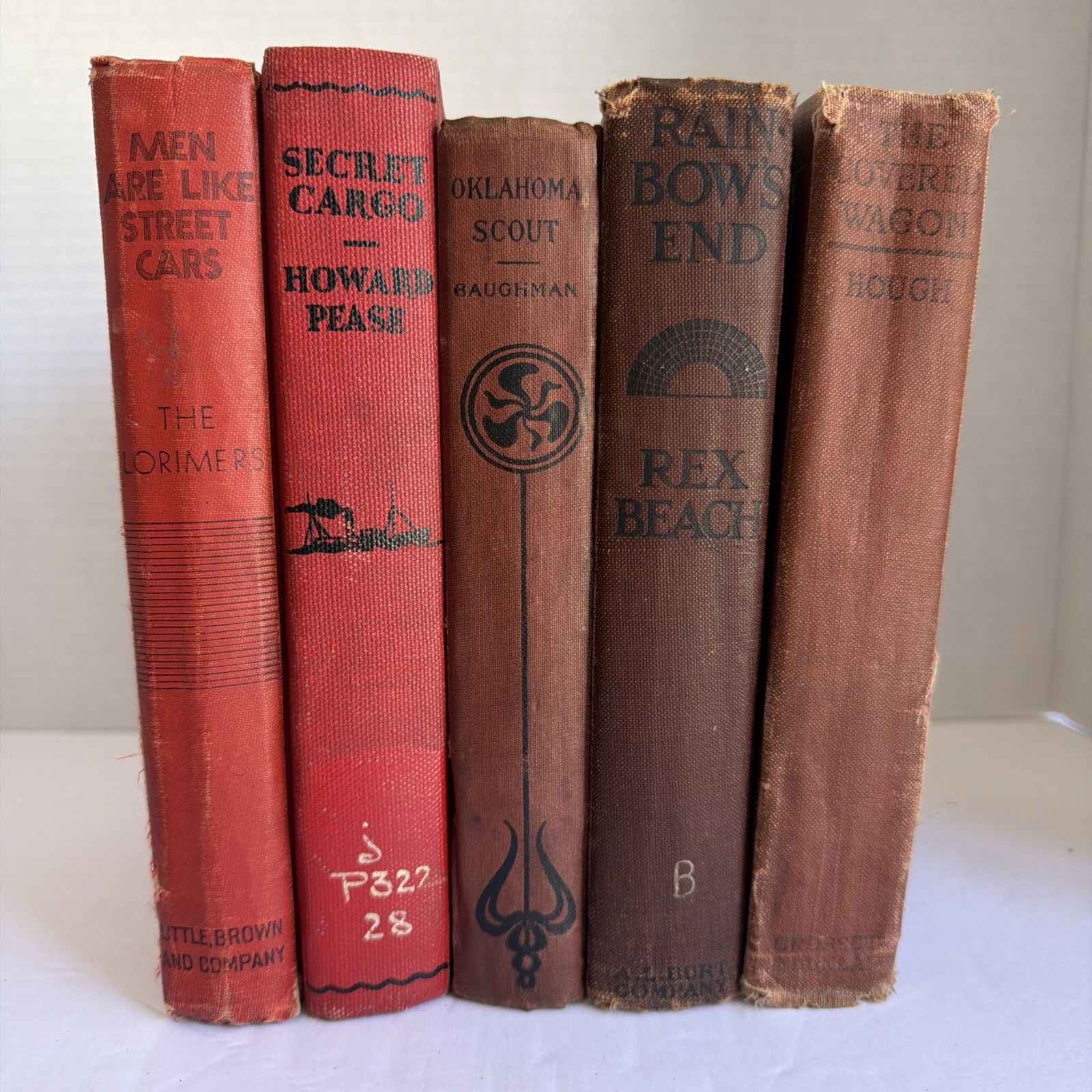 Lot of 5 Red Vintage Antiquarian Rare Hardcover Books (Red Hues/Shades)