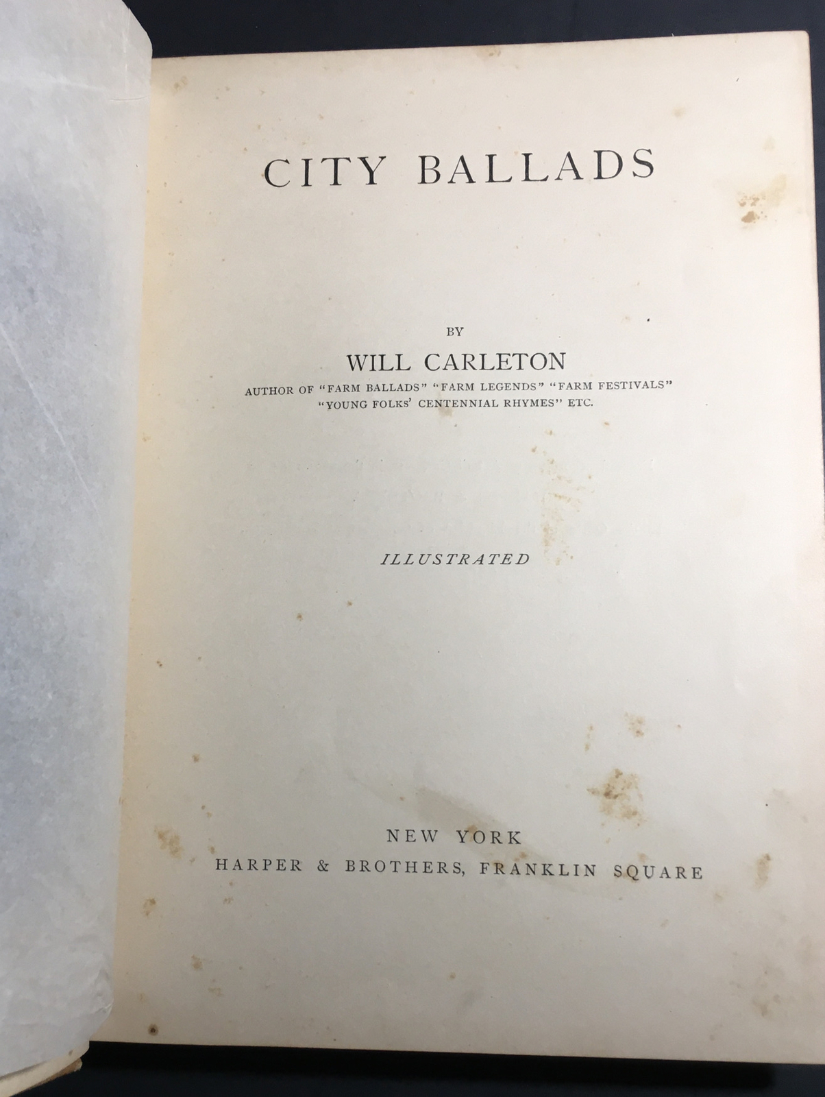 Will Carleton CITY BALLADS 1st Edition Early American Poetry Antique Book 1885