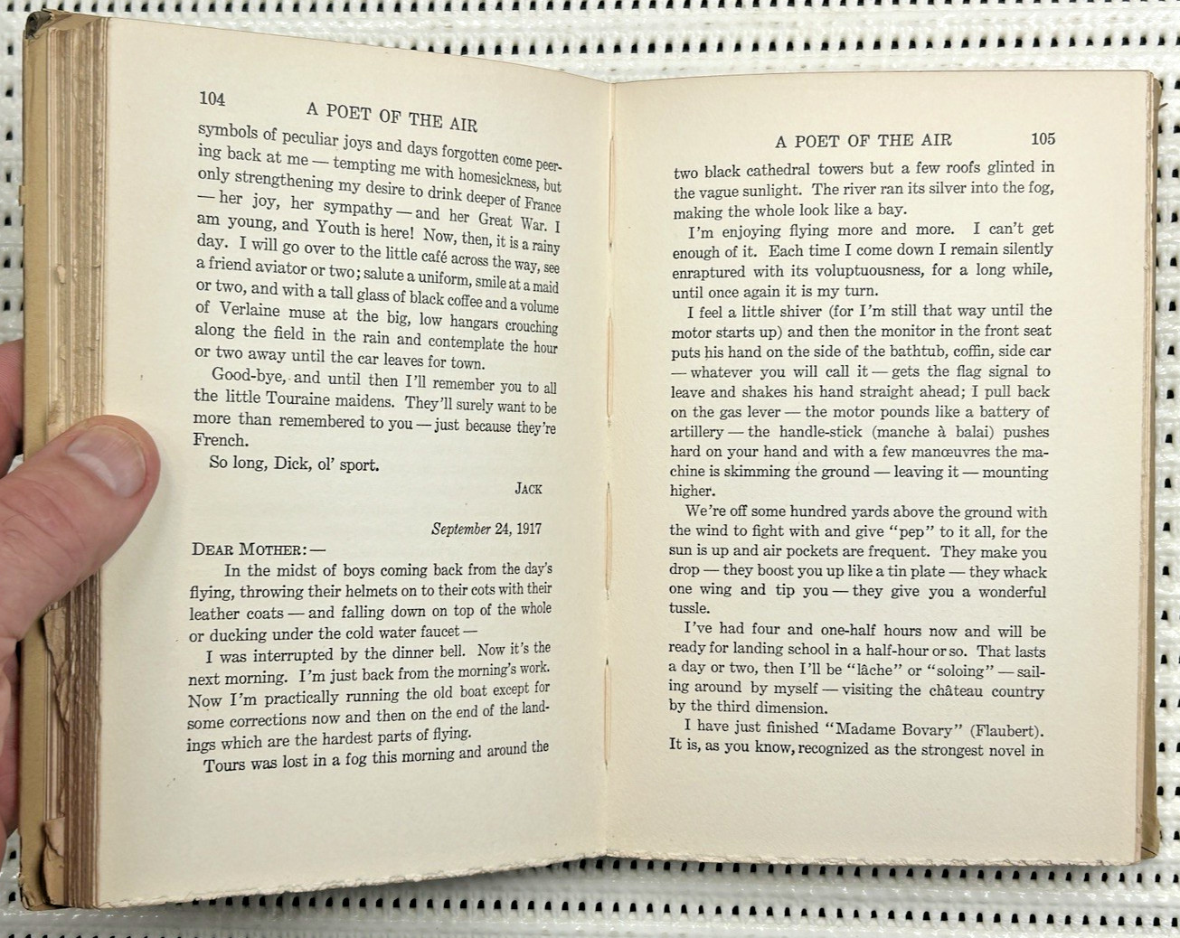 World War I A Poet Of The Air American Aviator’s Letters 1st Ed. Hardcover 246pg