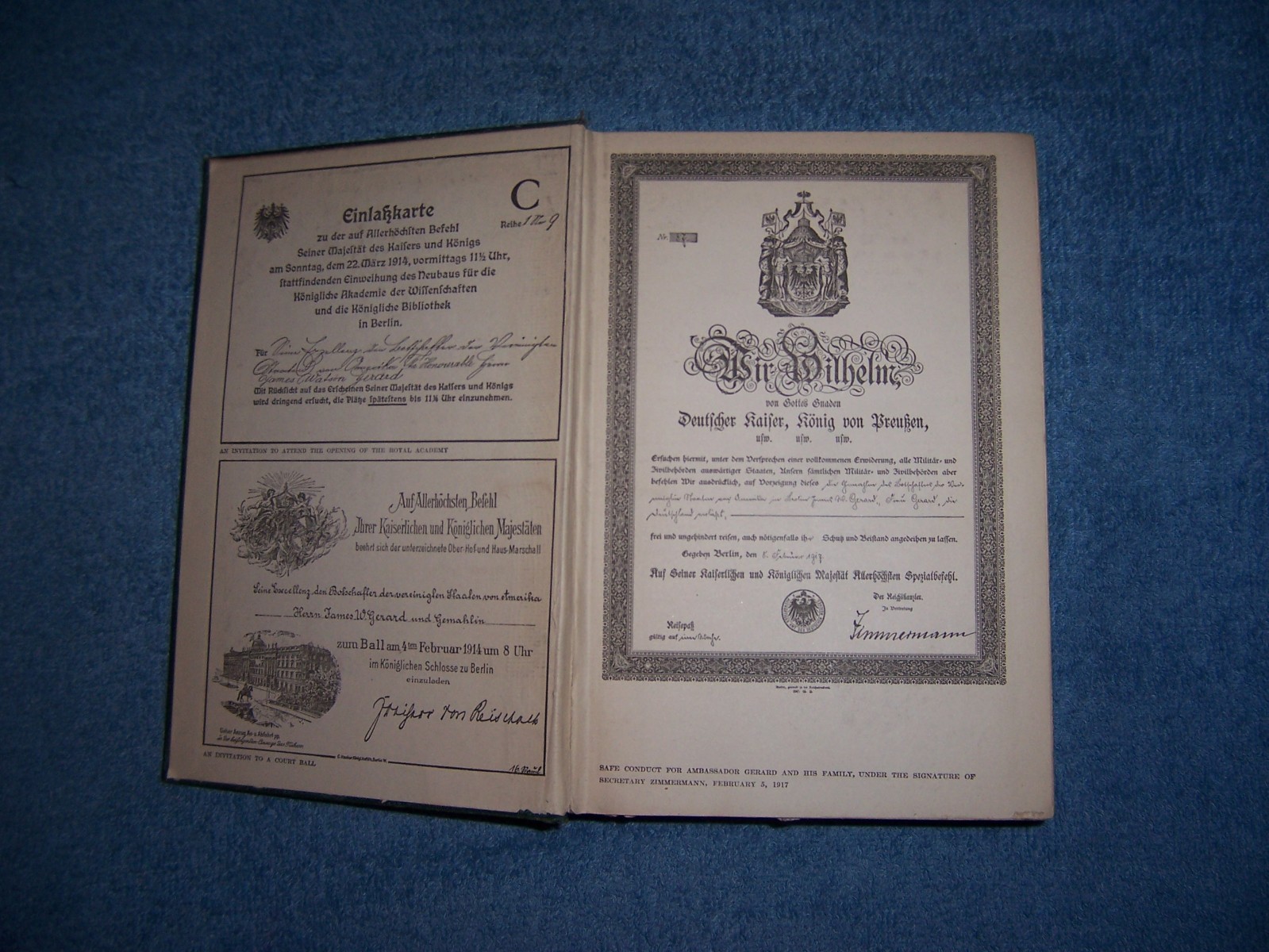 MY FOUR YEARS IN GERMANY by James W. Gerard/1st Ed./HC/History/WWI 1914-18