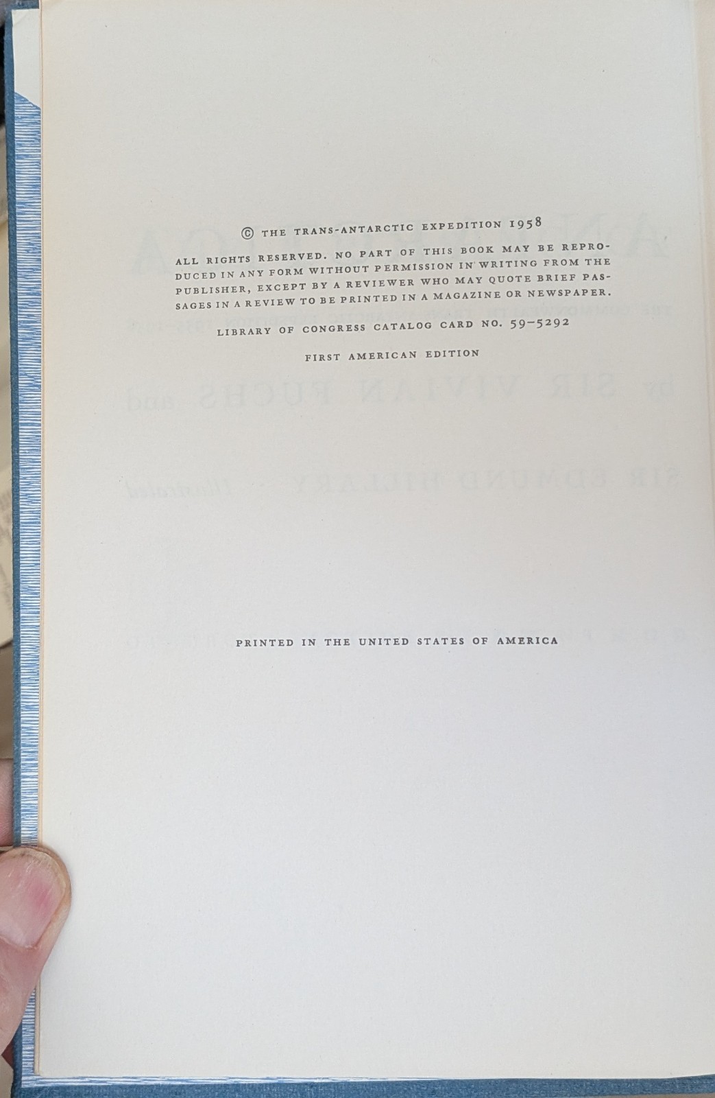 The Crossing Of Antarctica, Sir Vivian Fuchs 1958 1st American Edition HC VG