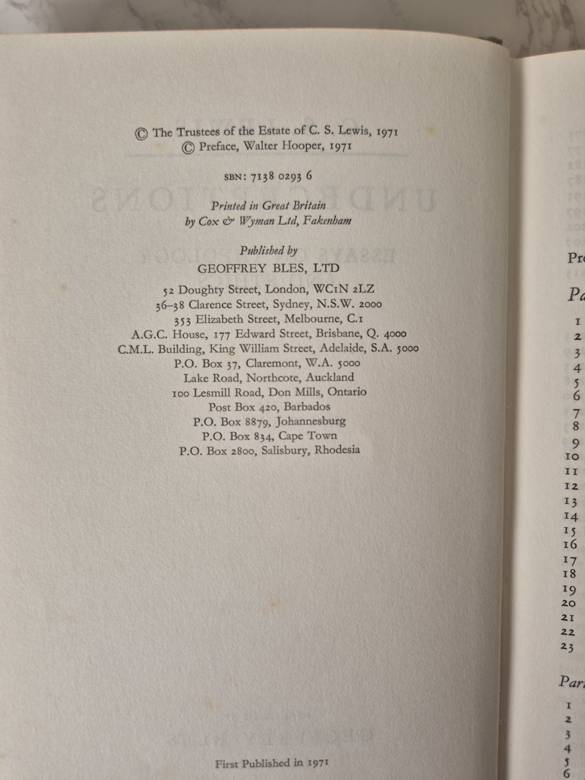 C.S. Lewis – Undeceptions – Geoffrey Bles 1971 1st Edition. Essays On Theology