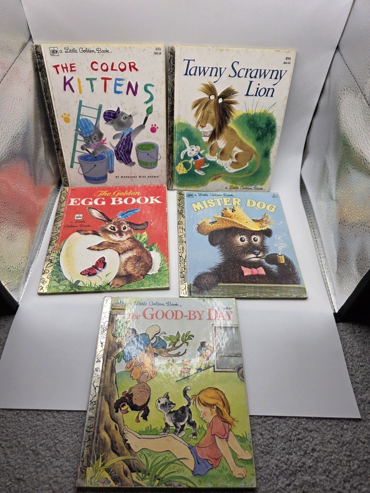 Lot of 5 Vintage Little Golden Books Color Kittens Tawny Scrawny Lion More