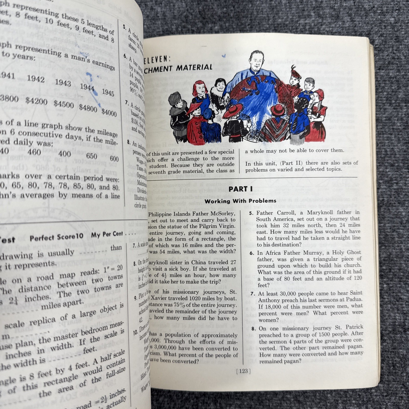 Vtg Progress in Arithmetic Grade 7 Catholic School Book 1955 Paulita Campbell
