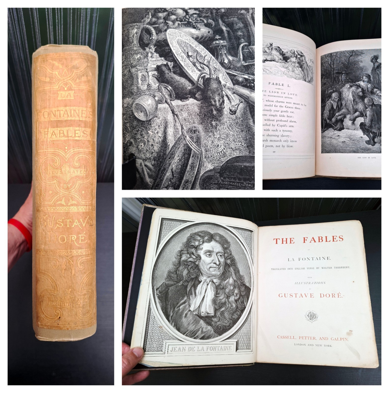 c.1868 – La Fontaine’s Fables / Illustrated by Gustave Doré / Large 4.3 kg / Eng