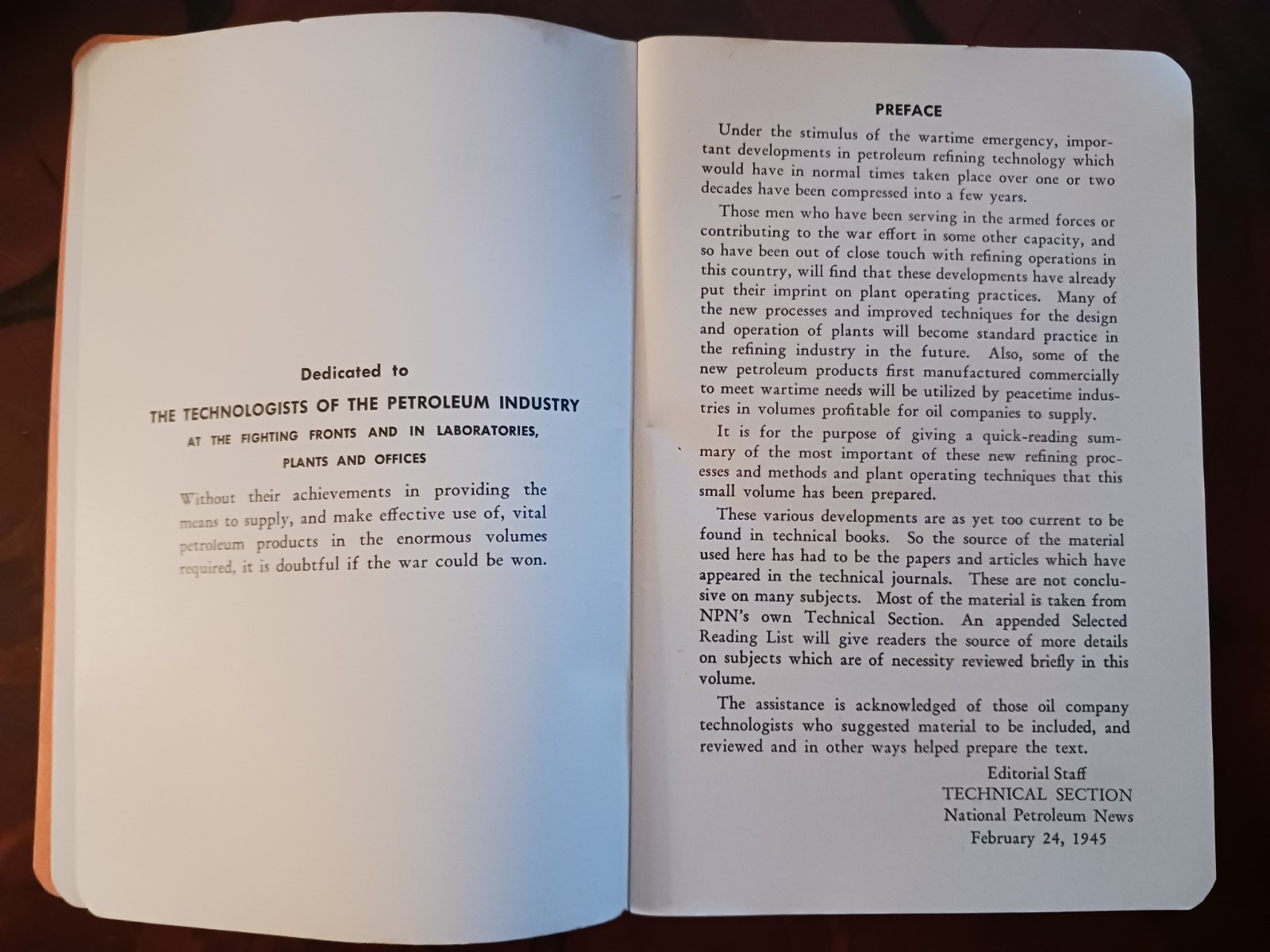 WWII Refresher On Wartime Refining Technology Book / Booklet World War II 1945