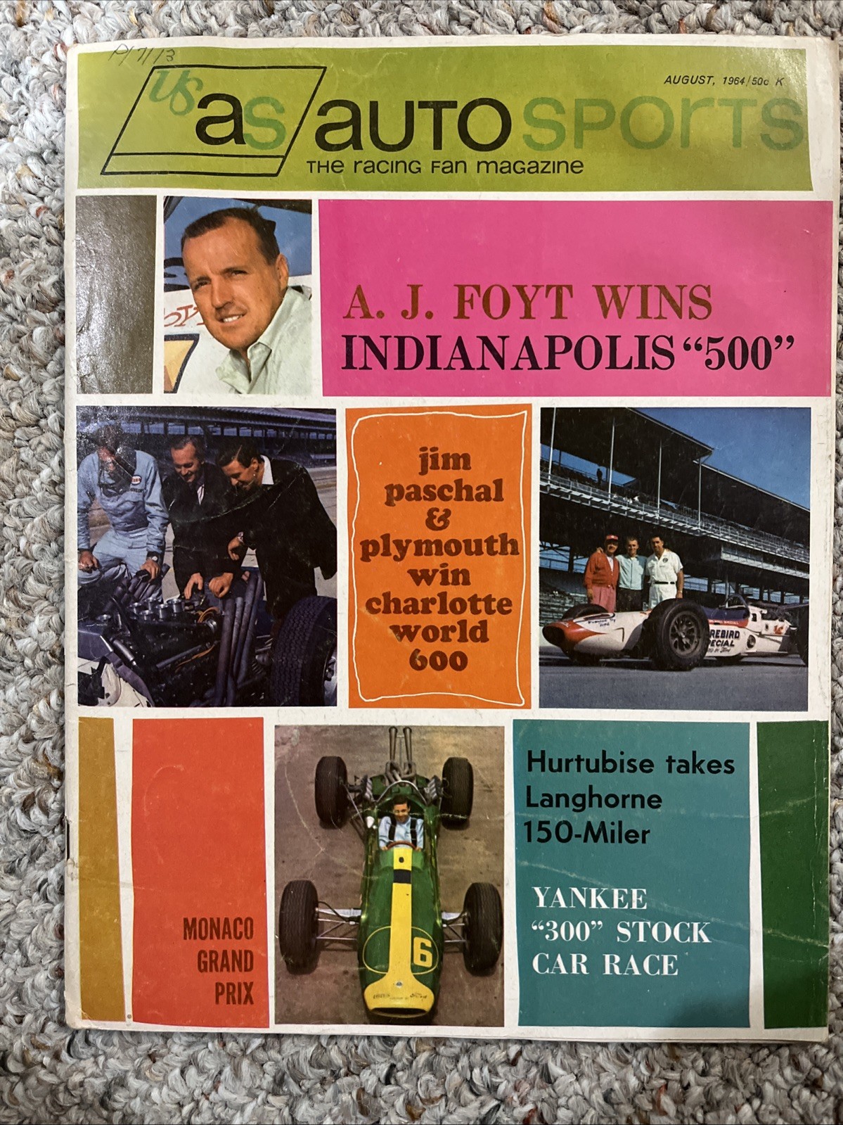 US AS Auto sports Racing Magazine August 1964 A. J. Foyt Wins Indianapolis „500“