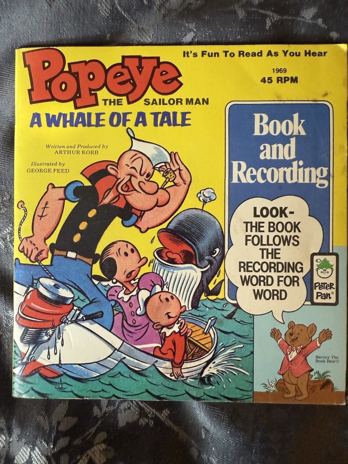 Popeye the Sailor Man: A Whale of a Tale Book&Recording 1969 45RPM