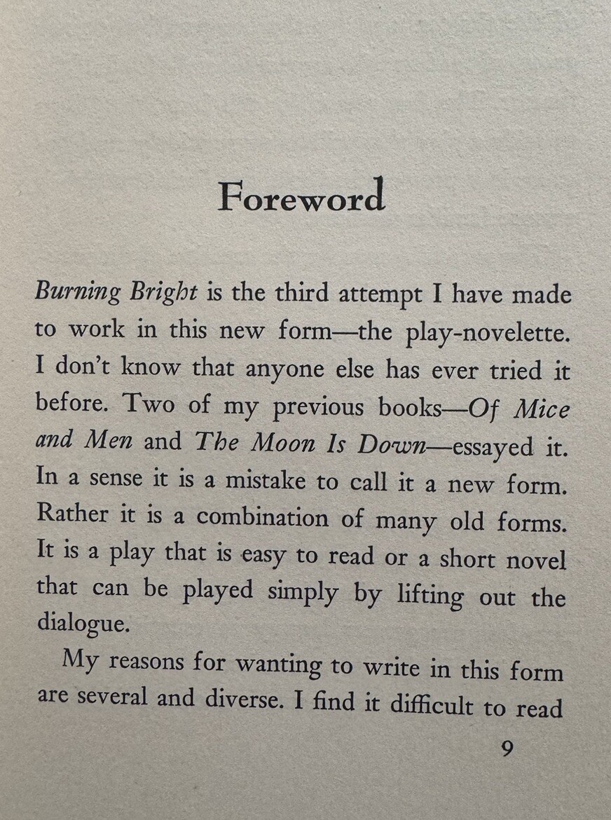 John Steinbeck – BURNING BRIGHT – 1st Edition/1st Printing – 1950 *NEAR MINT*