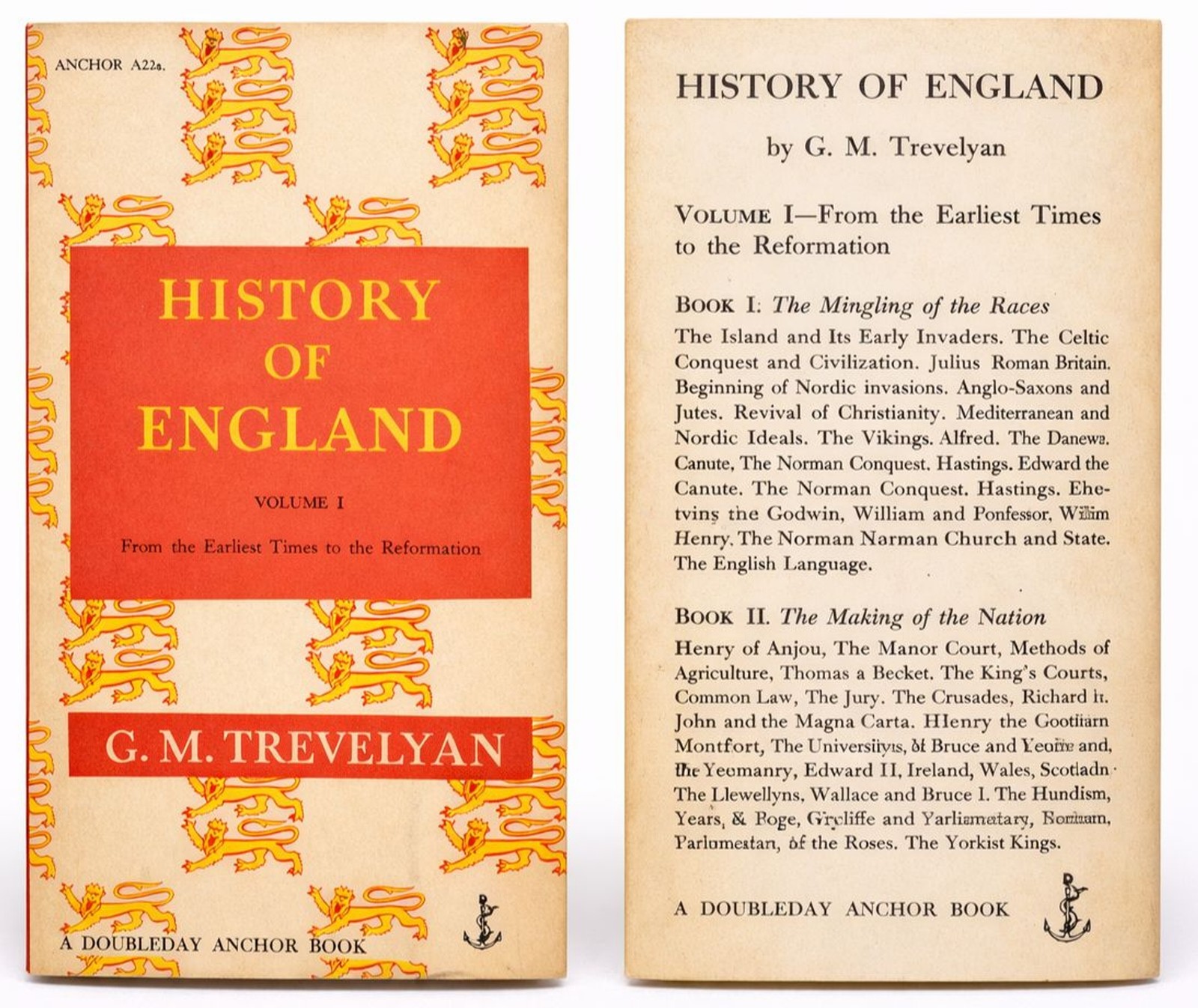 History of England Vol I G M Trevelyan Vintage Anchor Paperback 1952