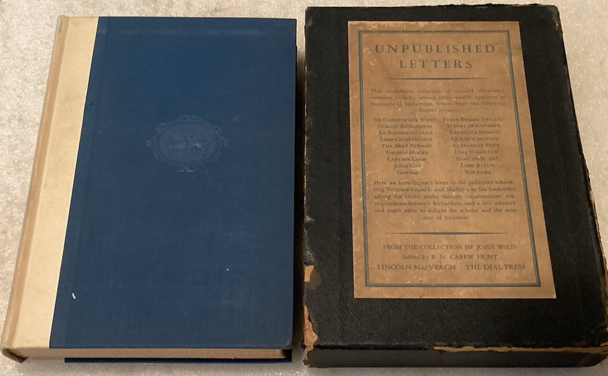 Unpublished Letters from the Collection of John Wild/R N Carew Hunt/VG 1930 HC