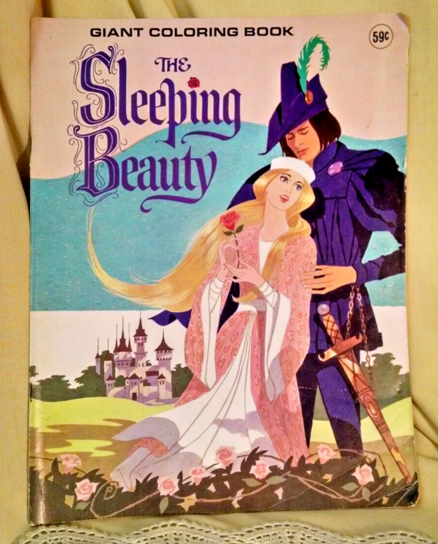 SLEEPING BEAUTY COLORING BOOK GIANT PLAYMORE INC PUB NY USA VINTAGE A-4840-3.
