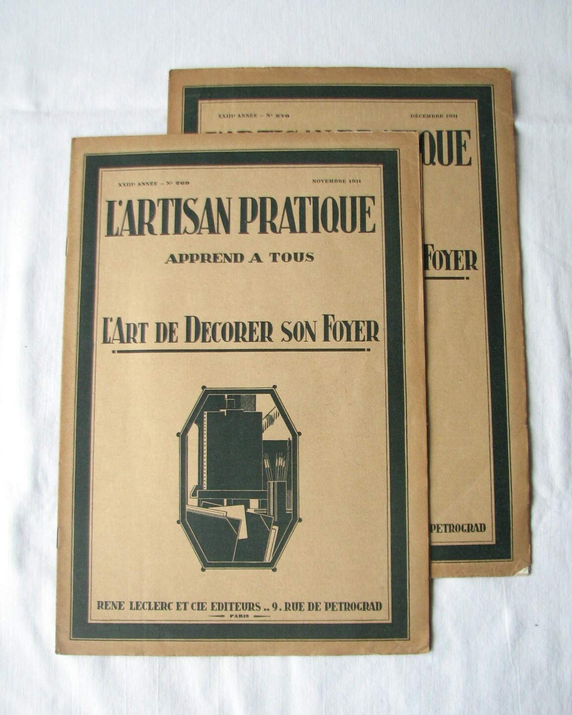 2 Antique L‘ Artisan Pratique French Interior Design Magazines 1931 Illustrated