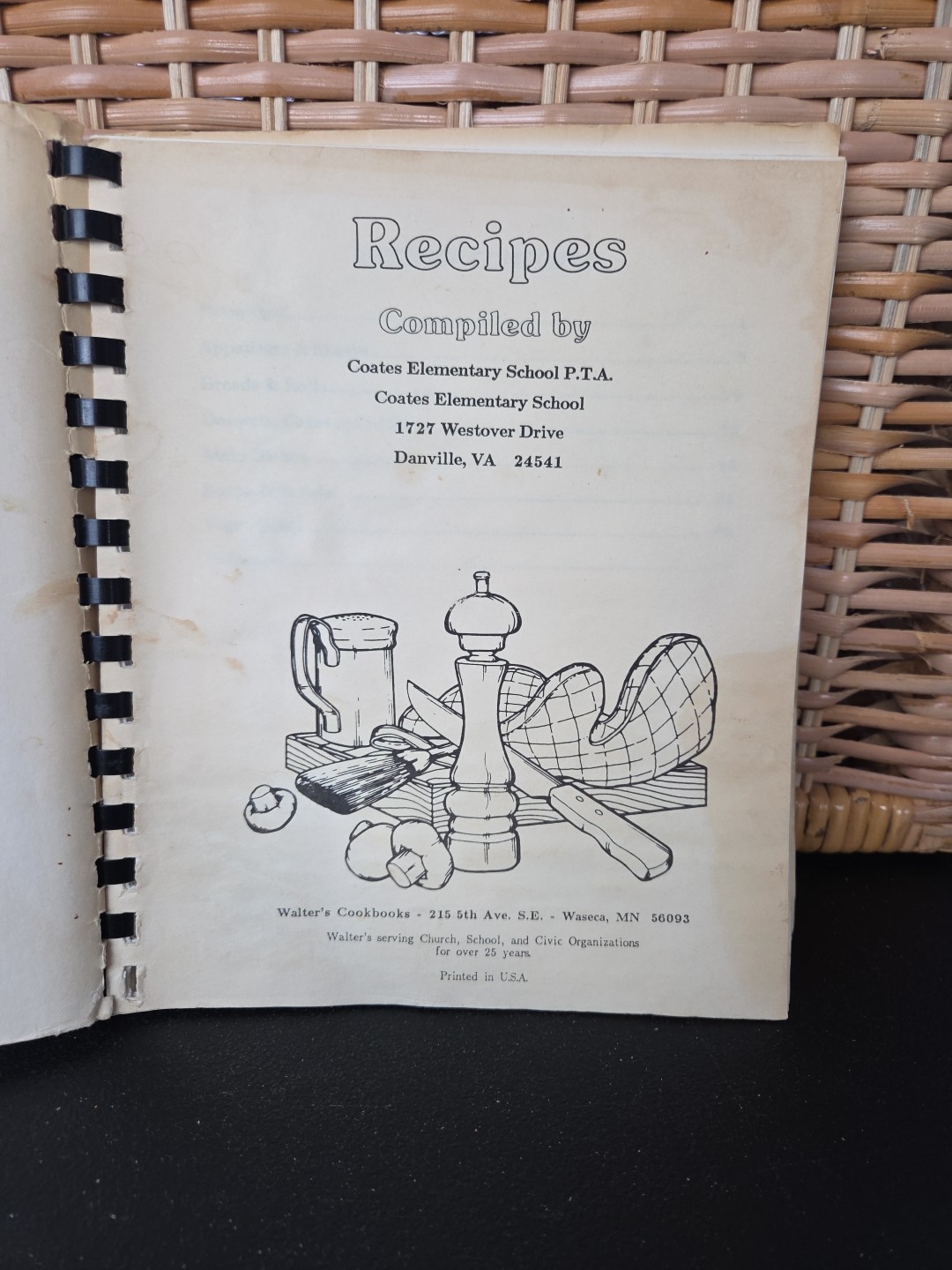 Coates Elementary School Cookbook Danville, Virginia Vintage Recipe Book Local