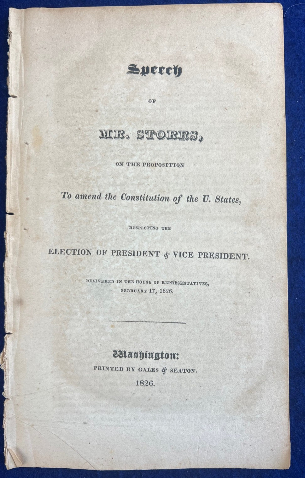1826 Electoral College Constitutional Amendment President Election Book Speech
