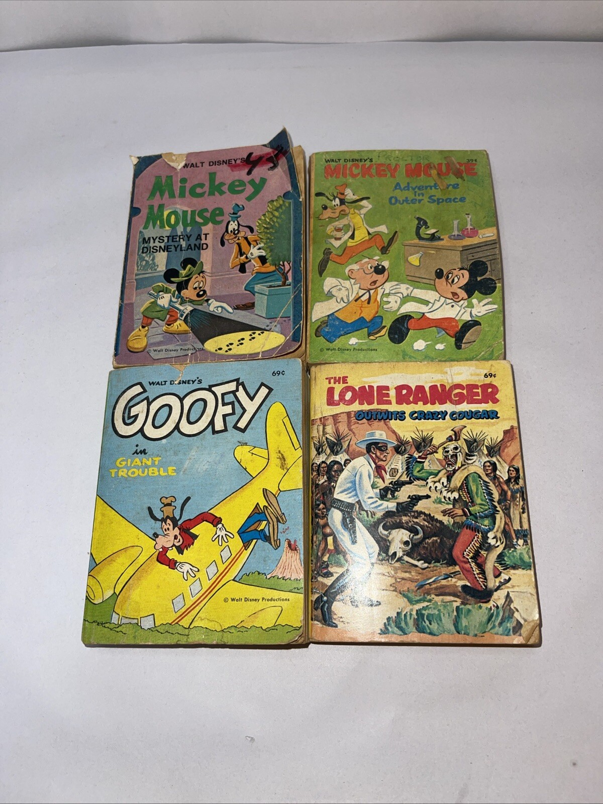 Lot of 4 Vintage BIG LITTLE BOOKS Whitman 1960/70 Disney Goofy Mickey Paperback