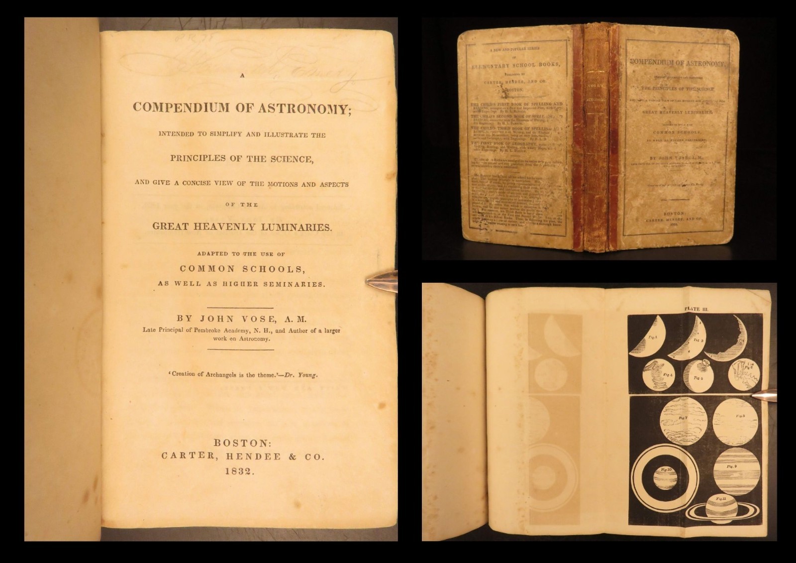 1832 – Compendium of Astronomy – John Vose | First Edition | Illustrated Planets