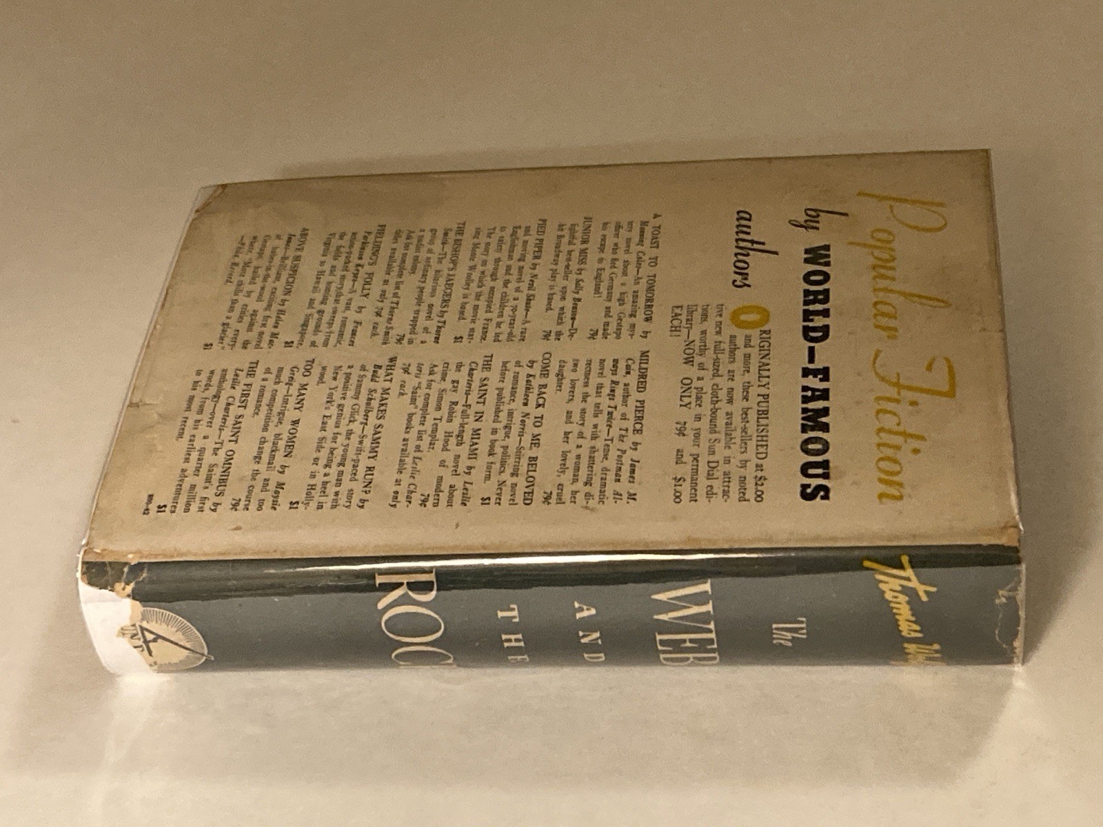 The Web and the Rock by Thomas Wolfe; 1940 Sun Dial Press Edition, VG+ / VG