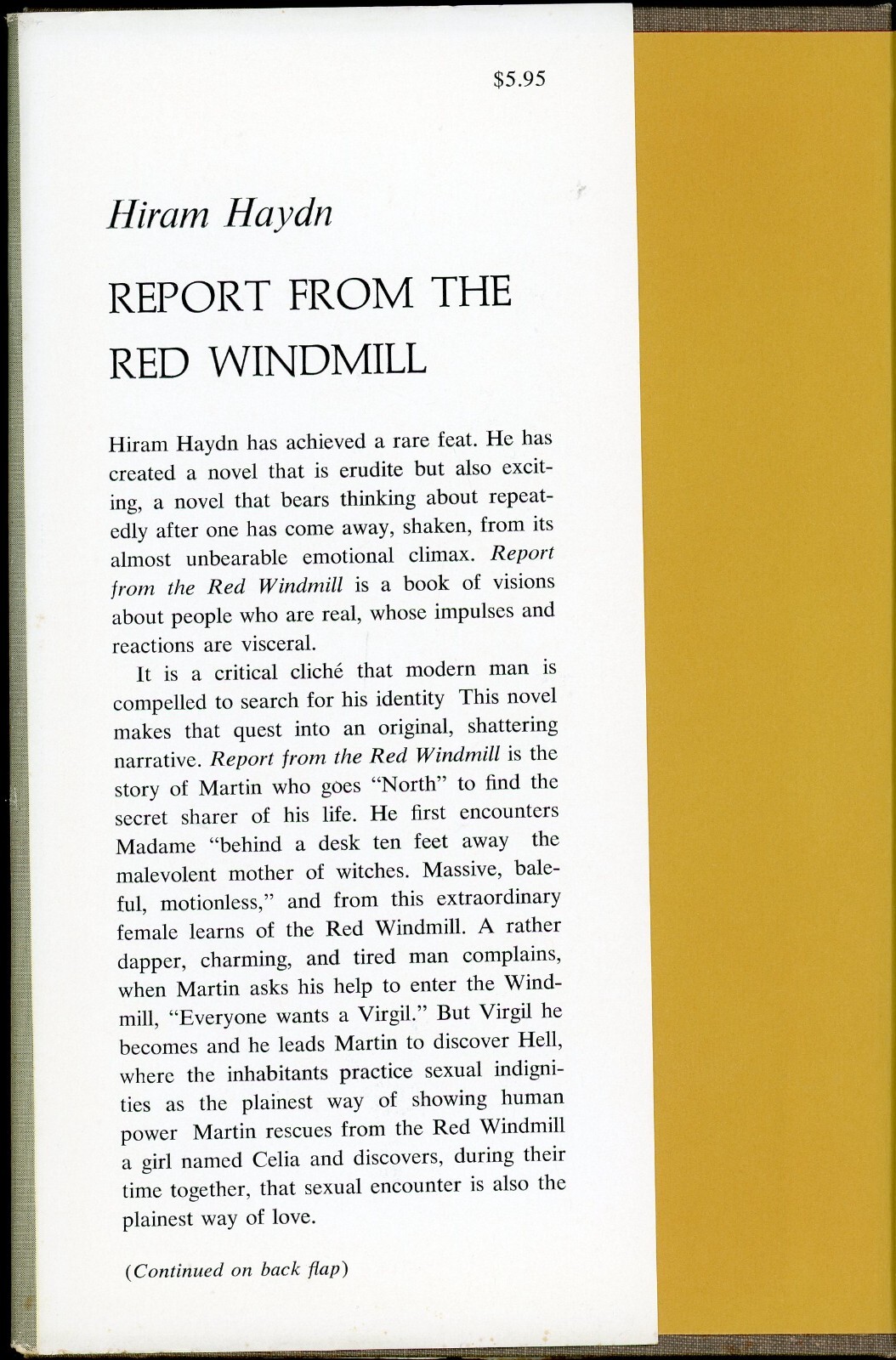 Report From the Red Windmill by Hiram Haydn (1967, Hardcover) First Edition