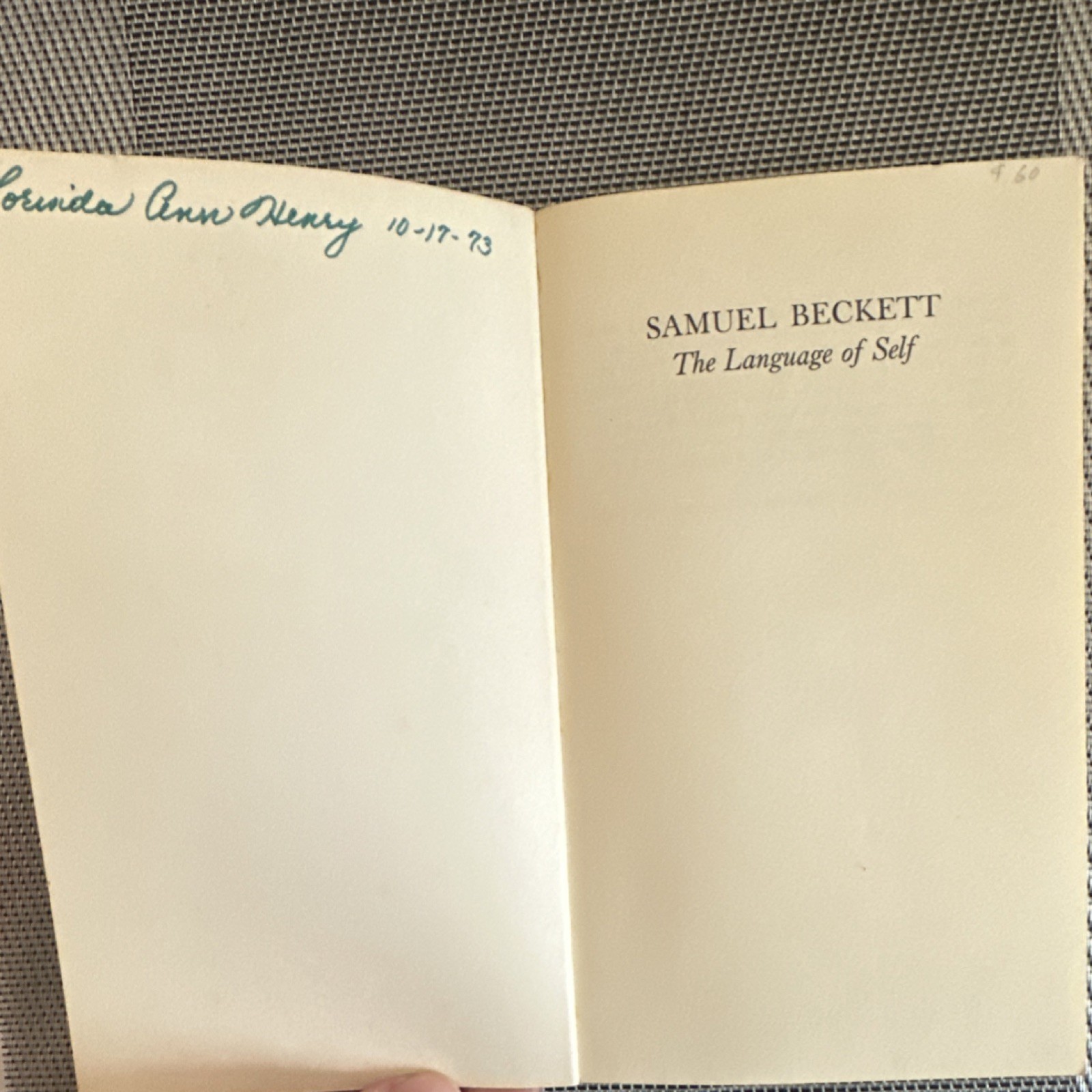 Frederick J. Hoffman E.P. Dutton 1964 Paperback Philosophy Samuel Beckett