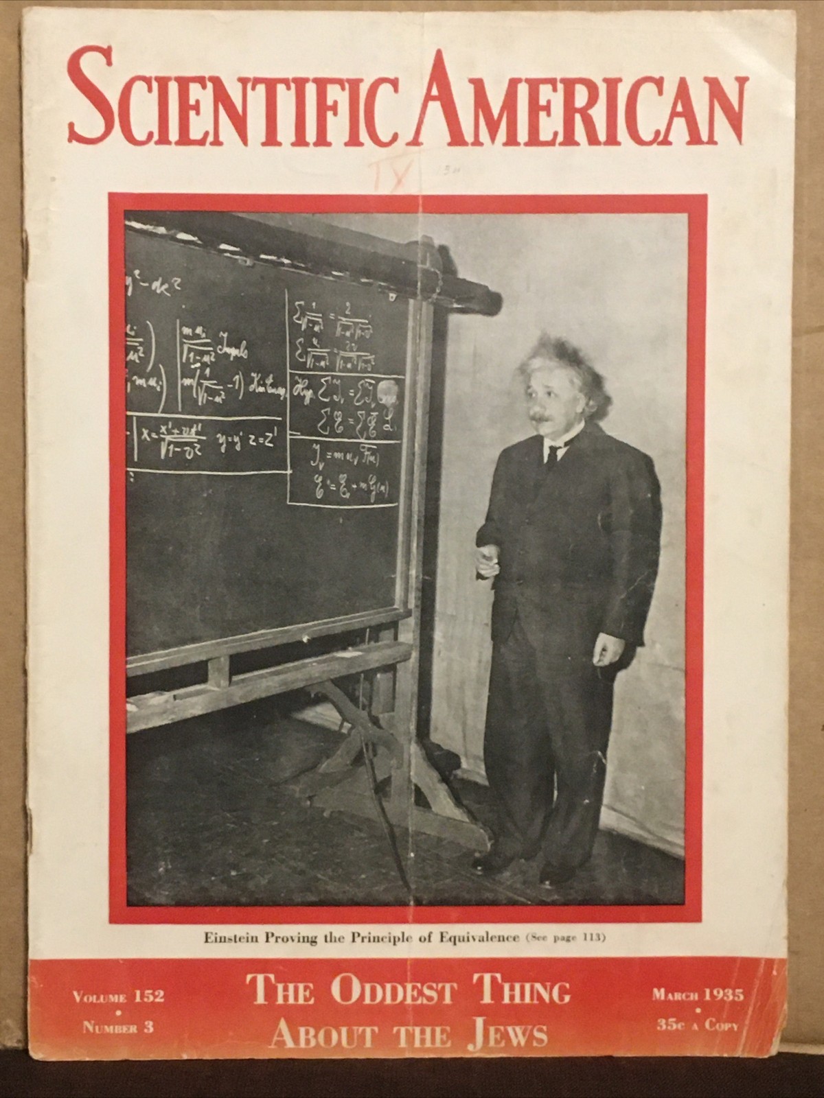 1935 Scientific American ALBERT EINSTEIN Cover, ODDEST Thing About The JEWS