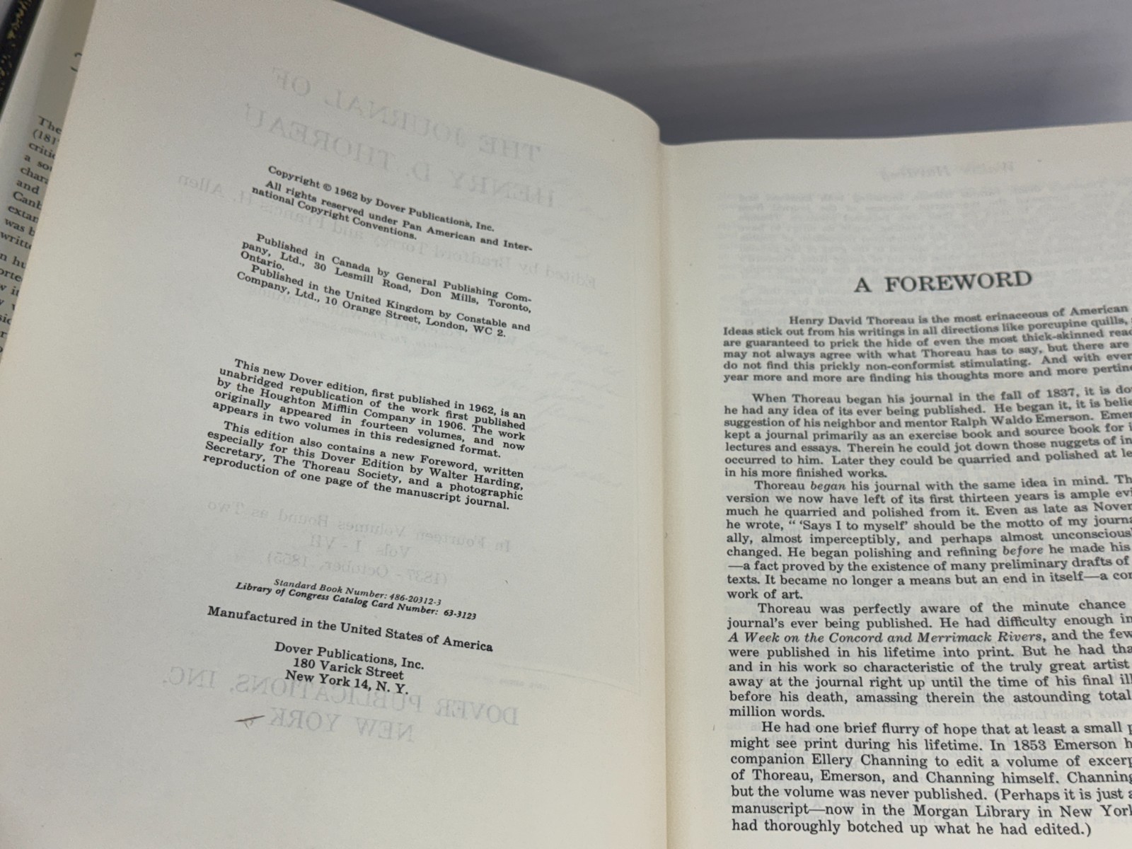 The Journals of Henry D. Thoreau in 14 Volumes Bound as Two (Dover HC set, 1962)