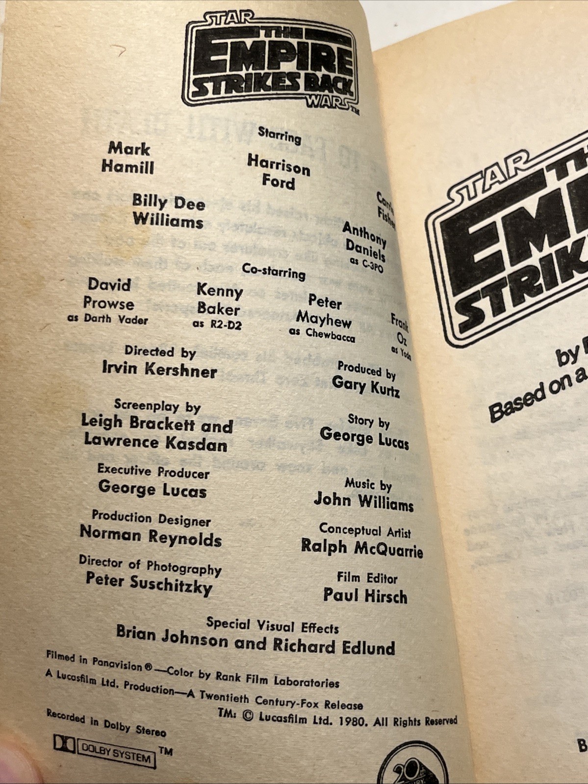 STAR WARS The Empire Strikes Back Donald F Glut 1980 Ballantine 1st Edition