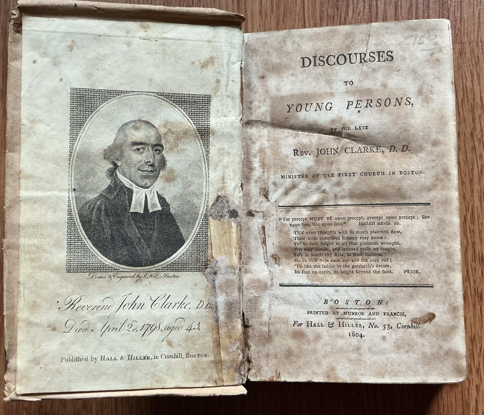 DISCOURSES YOUNG PERSONS John Clarke Old 1804 Leather Christian Religious Book