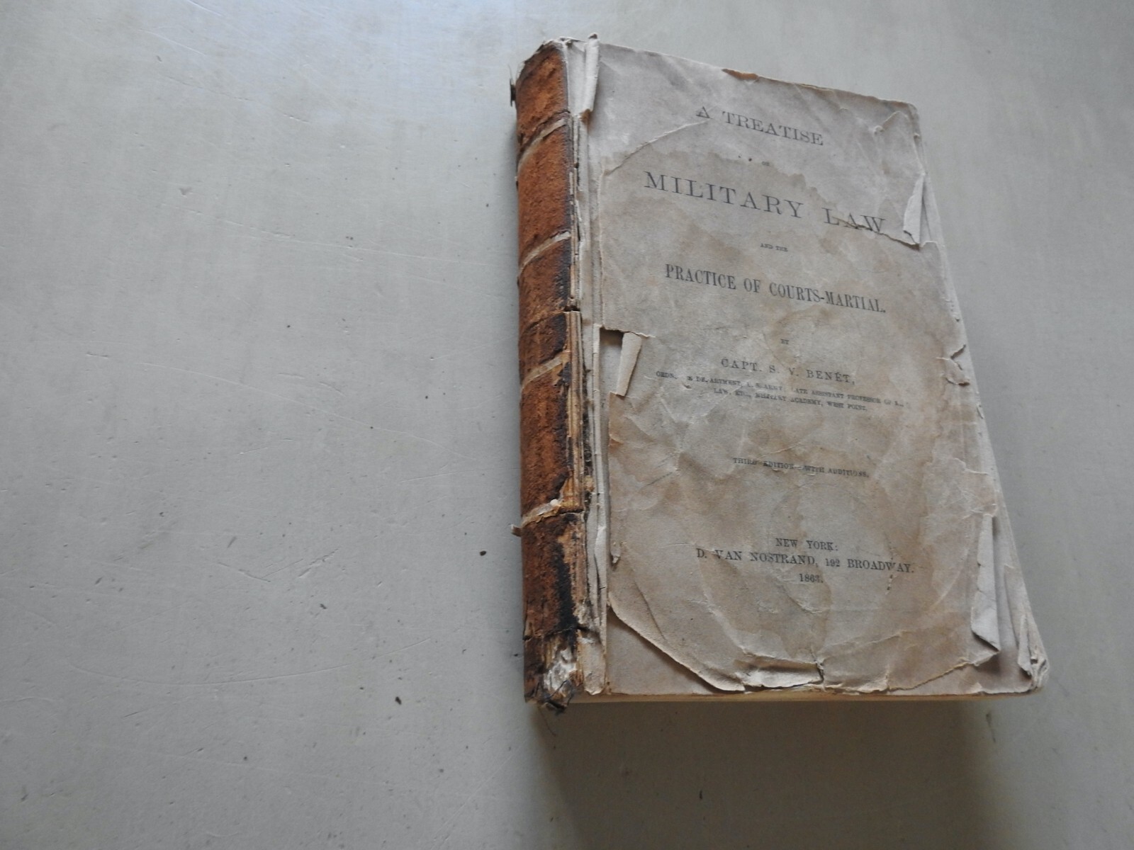 1863 S.V. Benet TREATISE MILITARY LAW & COURTS-MARTIAL West Point Civil War Era