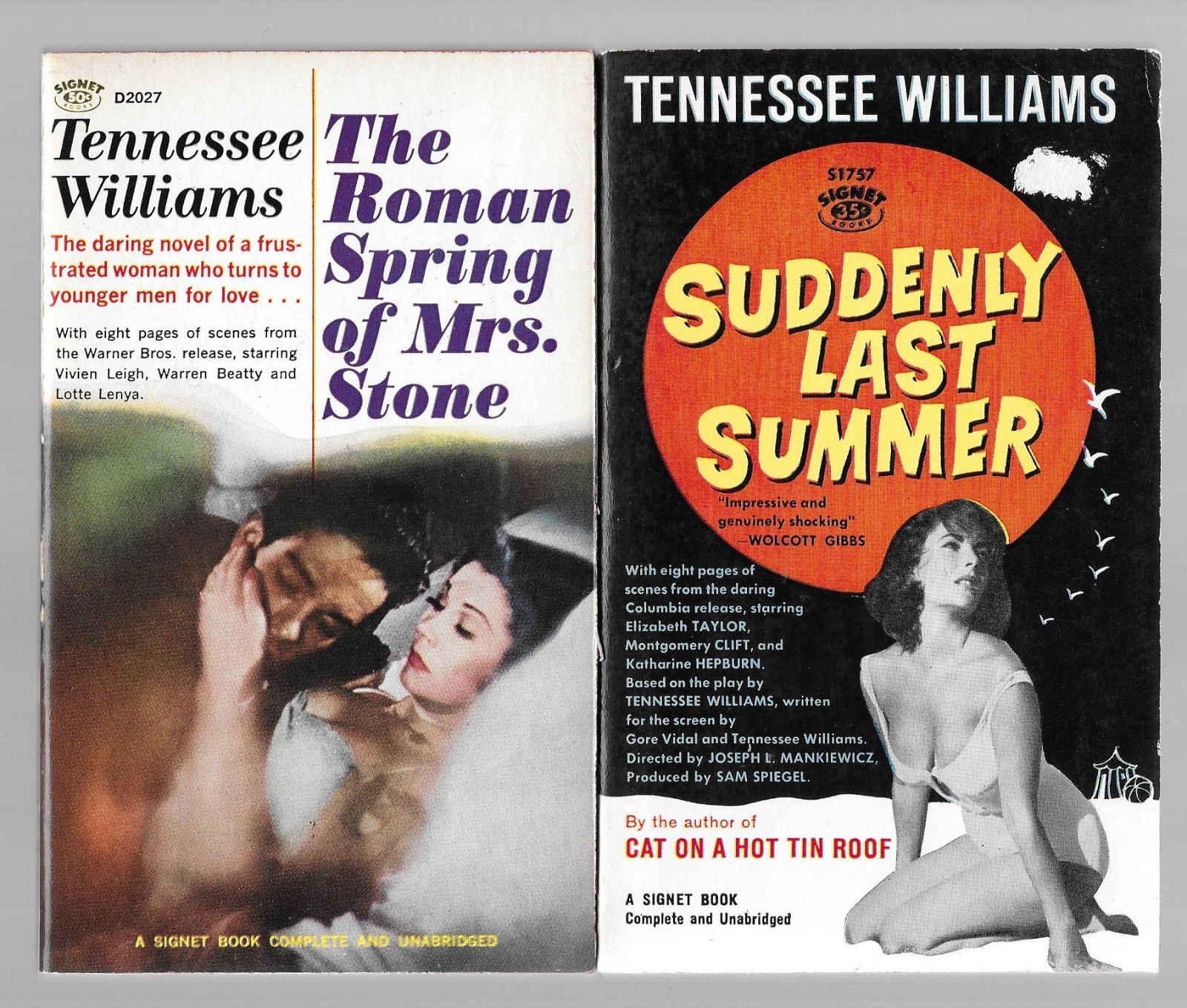 2 TENNESSEE WILLIAMS Suddenly Last Summer & Roman Spring of Mrs Stone SIGNET PB