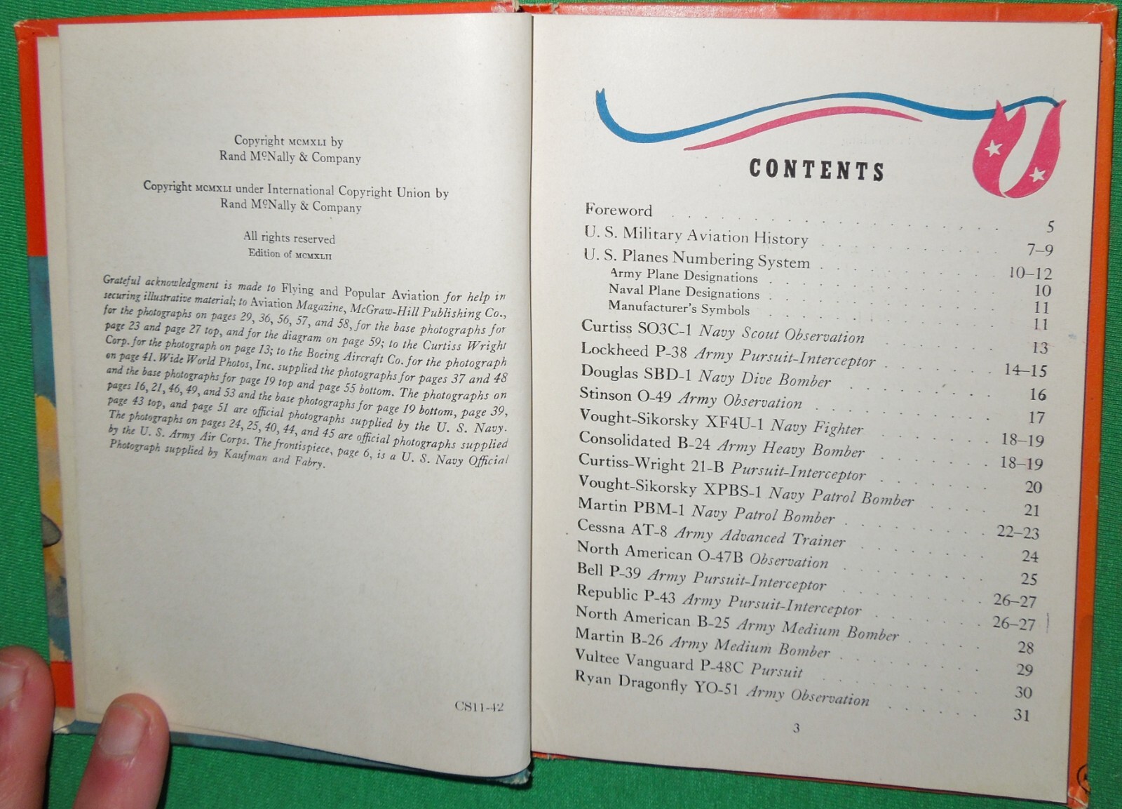WW2 1943 Planes in Action by Reed Kinert & 1942 Wings for America by T. Penfield