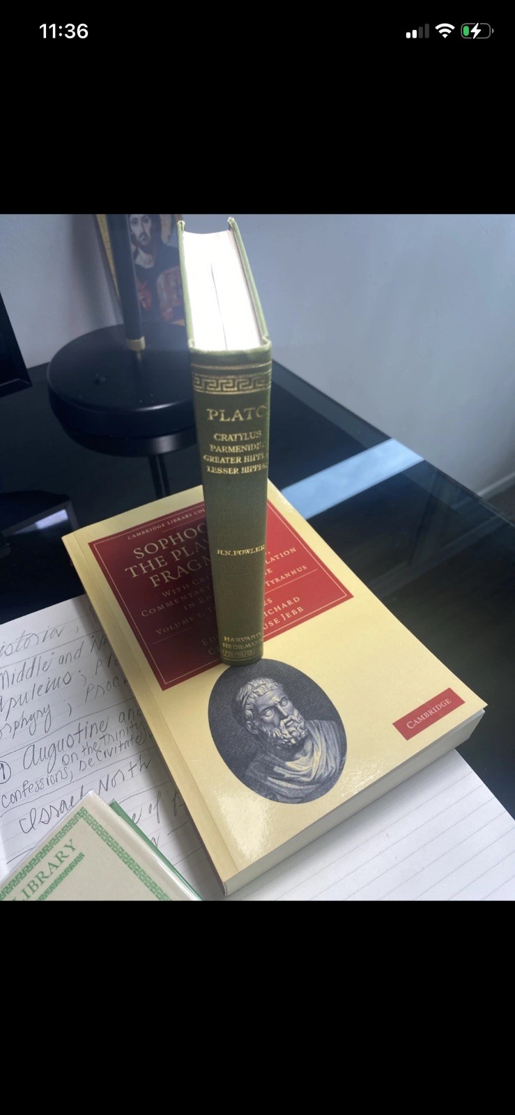 Loeb Classical Library, 10 copies: Plato, Aeschylus, Aristotle, and Demosthenes