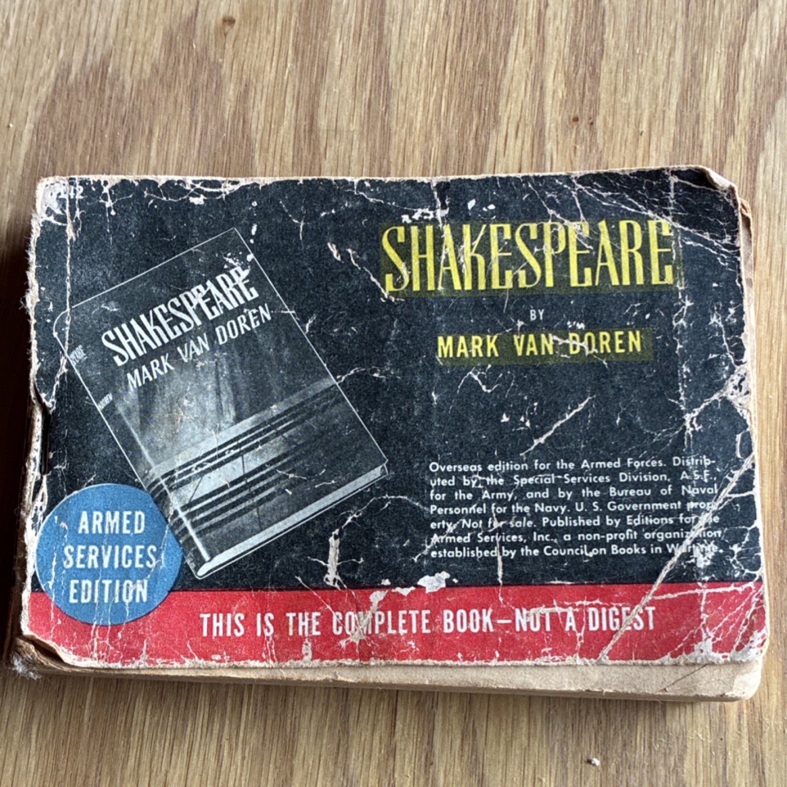 Mark Van Doren Shakespeare Armed Services Edition Softcover 1939
