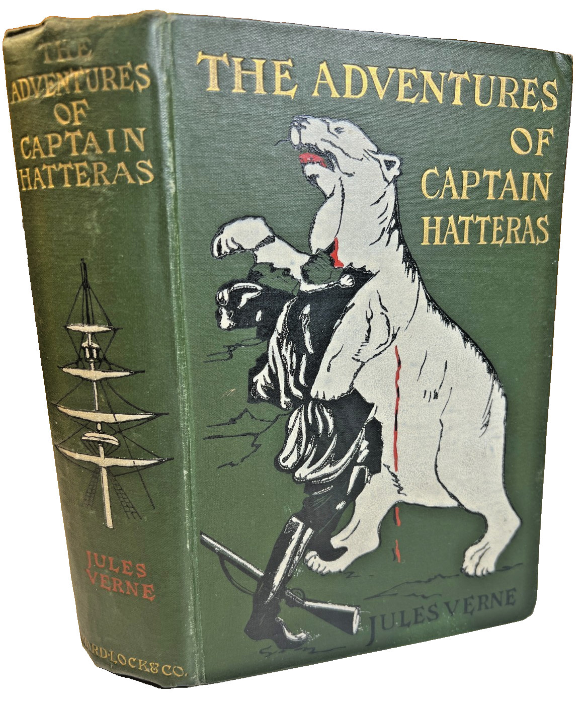 Antique Victorian Ornate Book Adventures of Captain Hatteras JULES VERNE 1890s