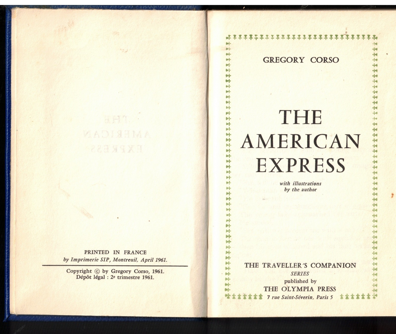 CORSO, Gregory-The American Express, 1961, HC