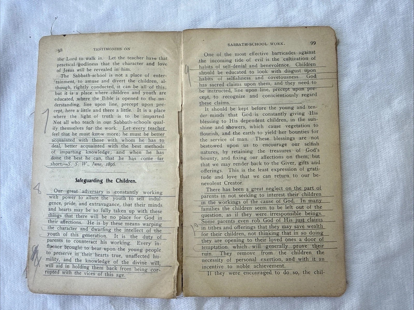 Antique Sabbath School Work Seventh Day Adventists SDA Pocket Size 128 pgs Old