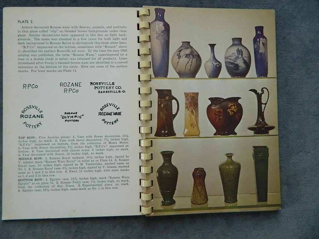Roseville Art Pottery in Color Purviance & Schneider 1970 Spiral Bound Book
