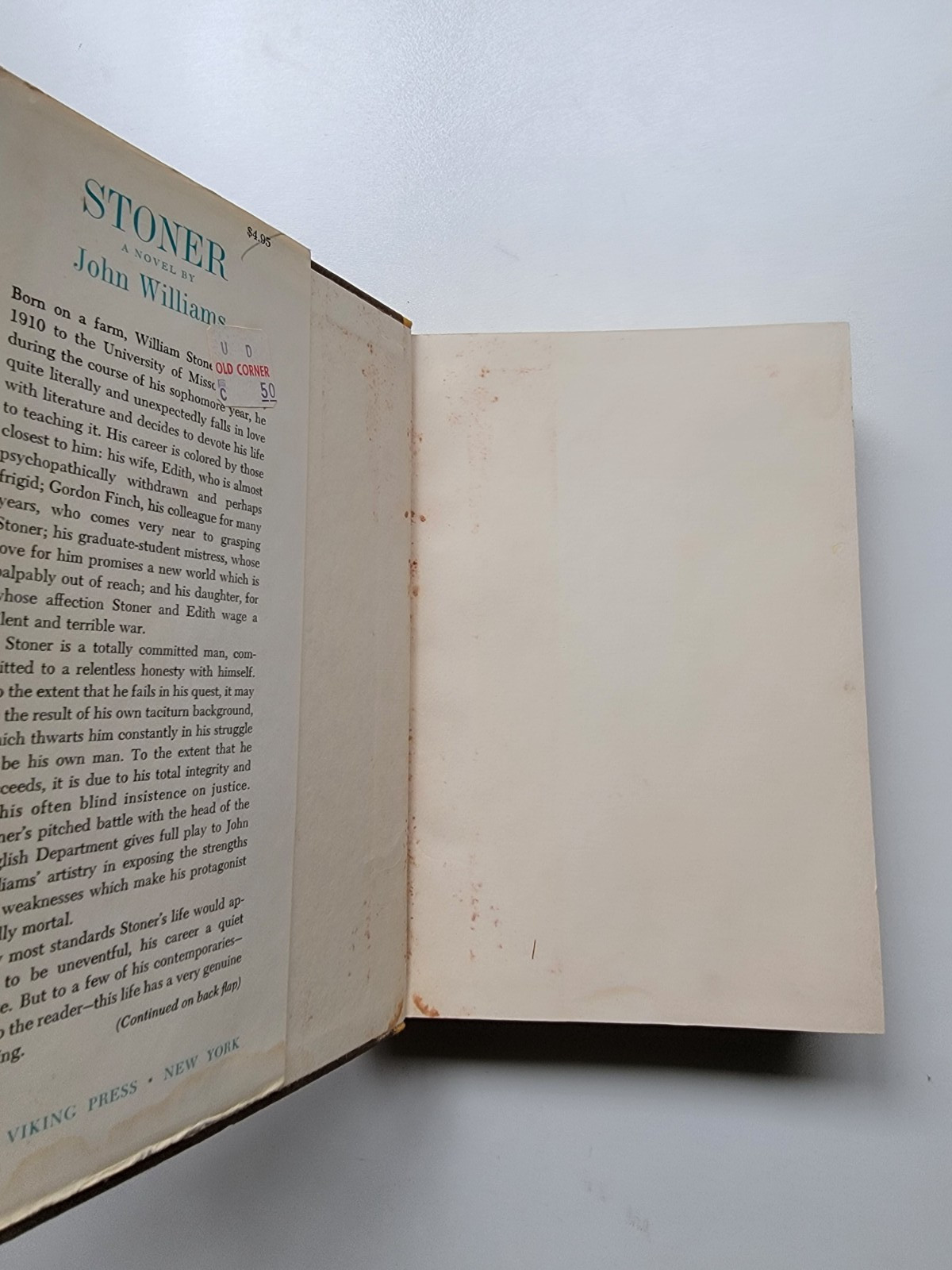 Stoner, John Williams, First Edition, First Printing, Viking, 1965
