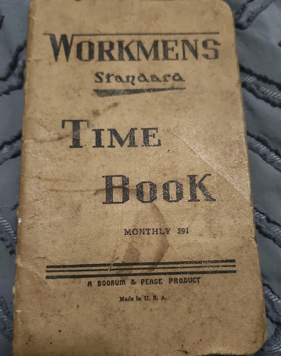 Vintage Workmens Standard Time Book, Monthly, Made in USA