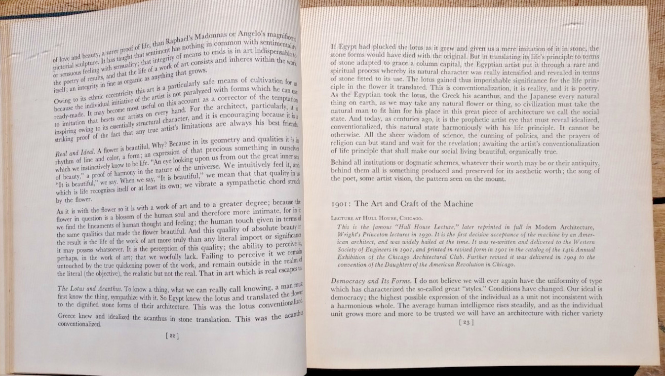 Frank Lloyd Wright on Architecture 1941 3rd Printing Design Construction