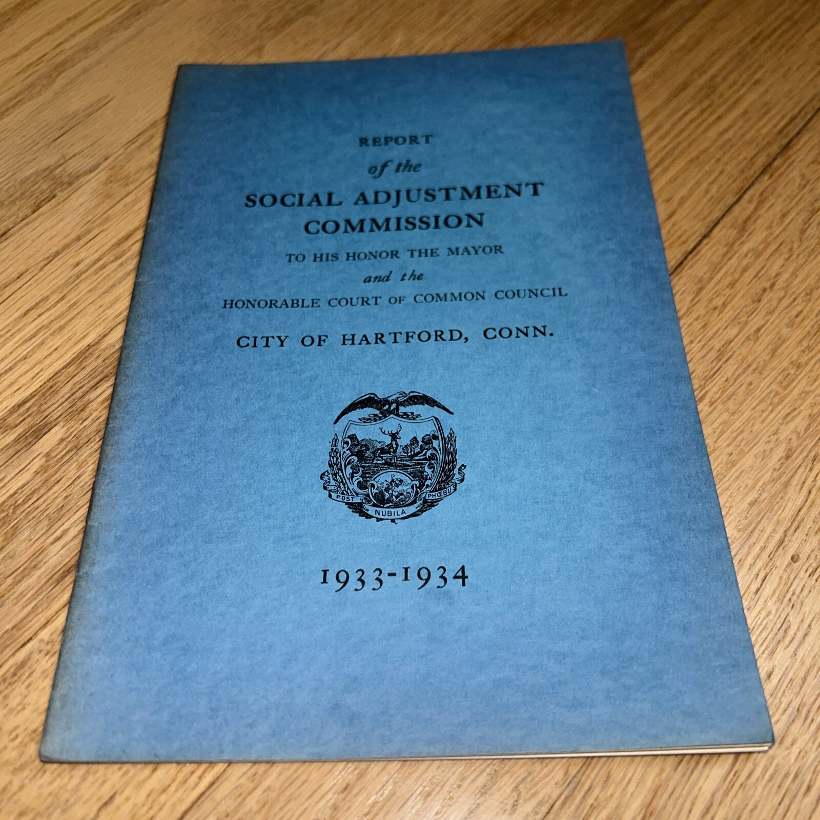 1933-1934 REPORT ON THE SOCIAL ADJUSTMENT COMMISION – HARTFORD CONNECTICUT