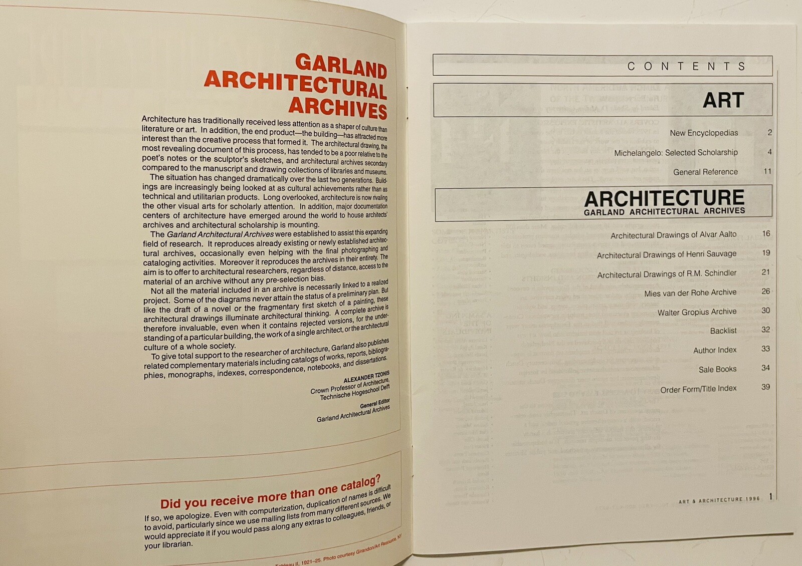 GARLAND ARCHITECTURAL ARCHIVES Mies van der Rohe Gropius Schindler Catalog
