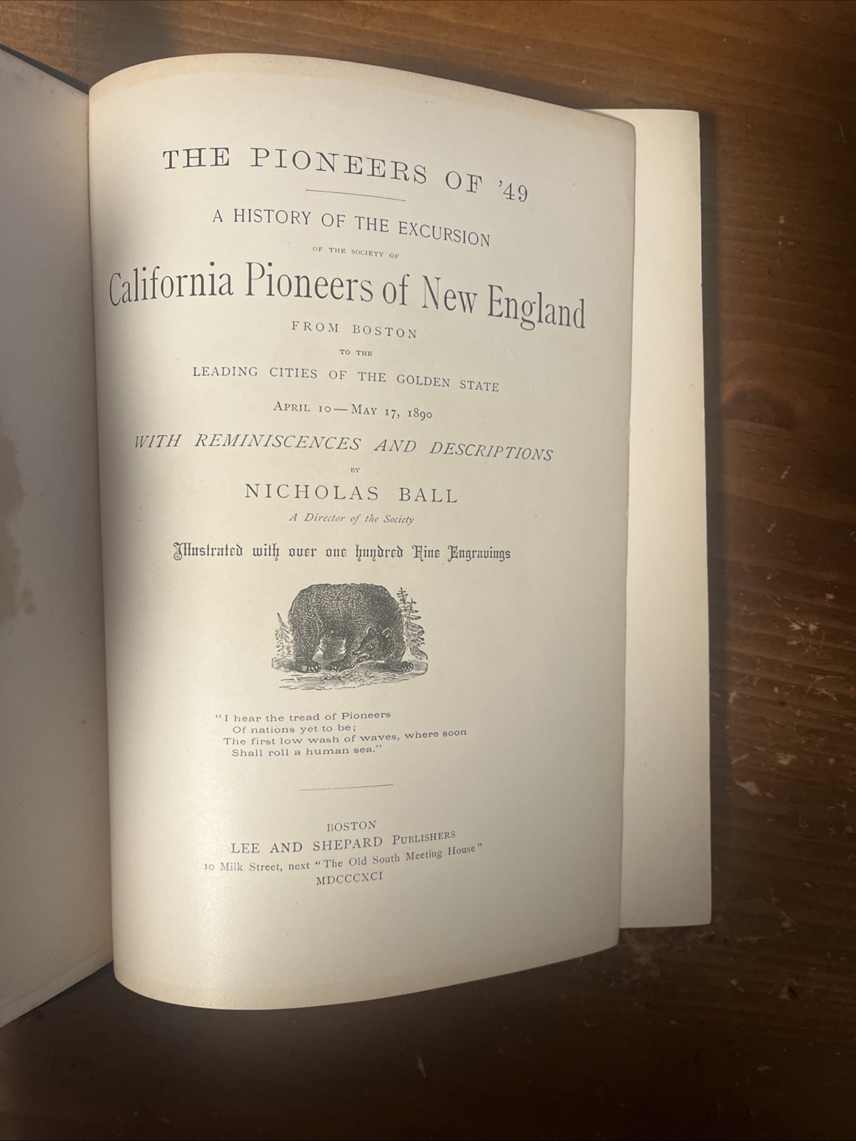 1891 California Pioneers Of New England;