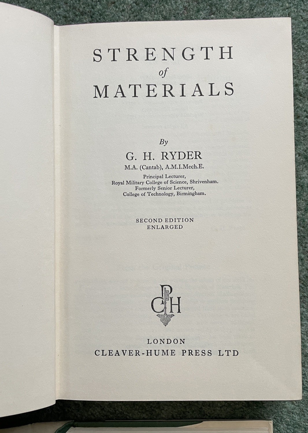 Strength of Materials, G.H. Ryder 1958 & Solution of Problems in S.A. Urry 1960