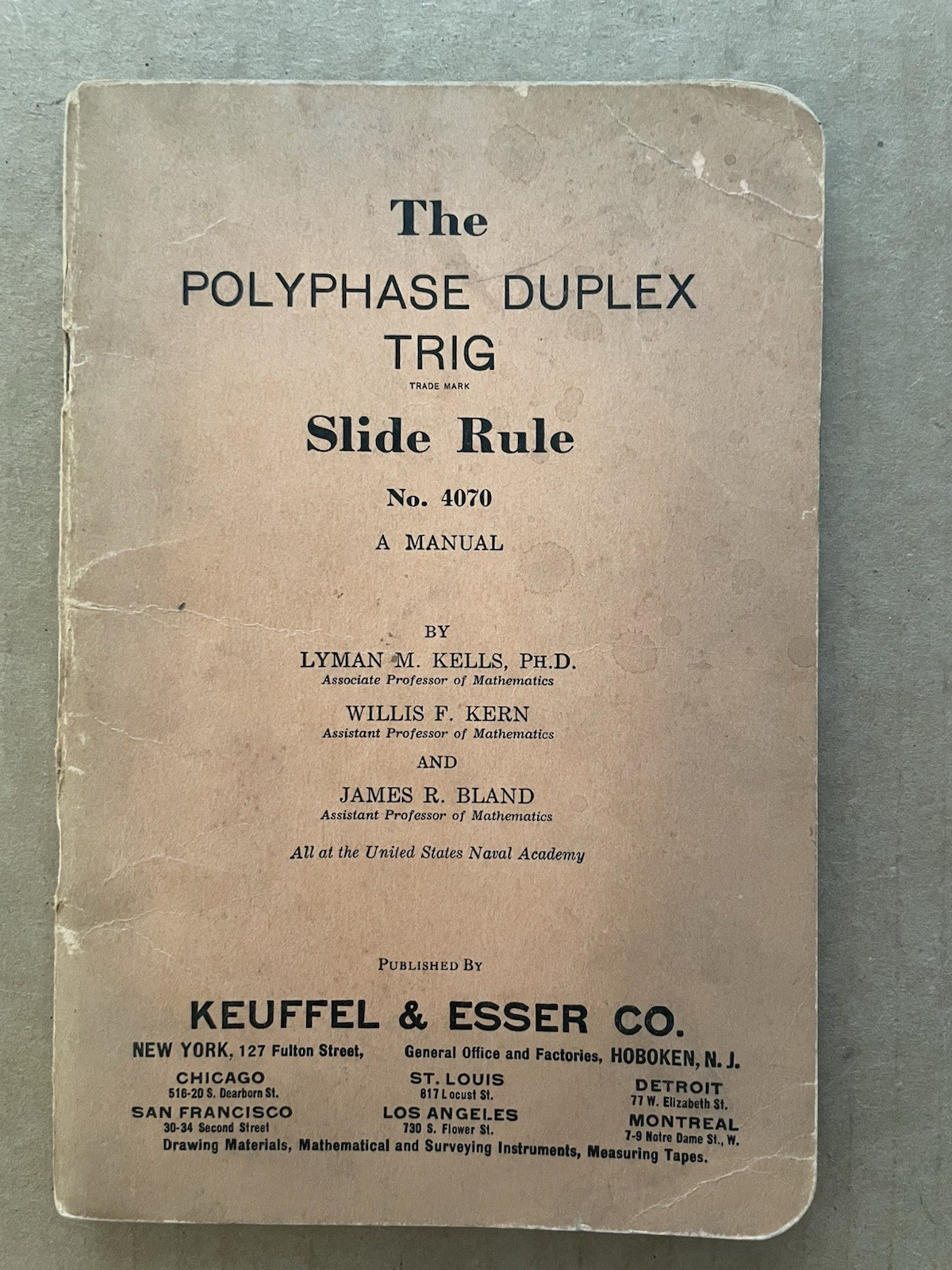 Vintage 1939 POLYPHASE DUPLEX TRIG Slide Rule Manual #4070 Keuffel & Esser Co #5