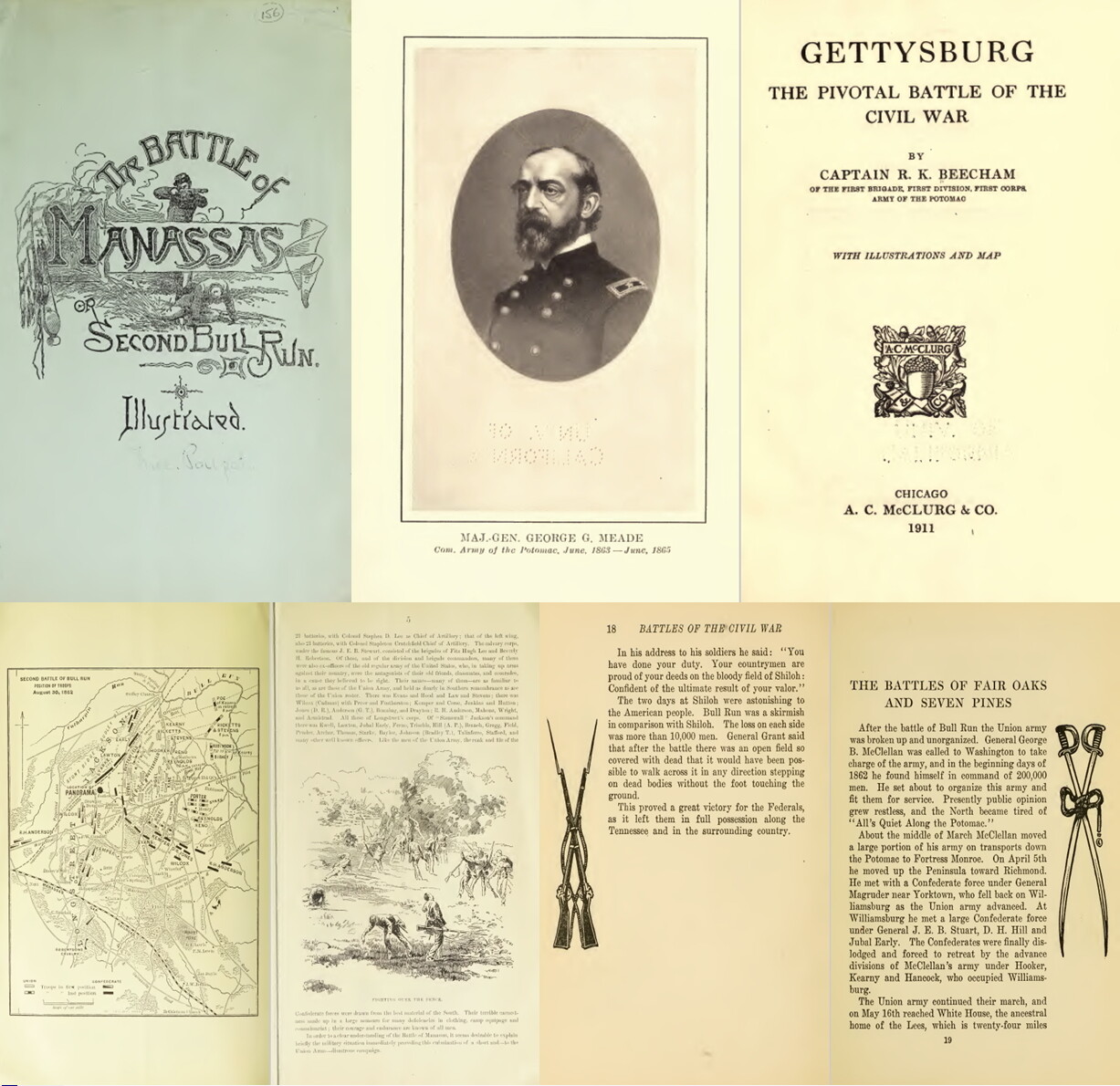 123 Old Rare Books on The Battles of The Civil War History Genealogy Vo.1 on USB